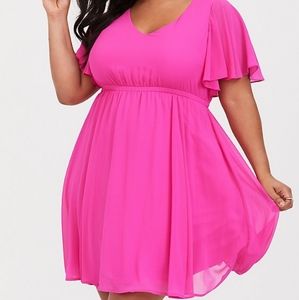 Torrid Hot Pink Chiffon Midi Dress 1X